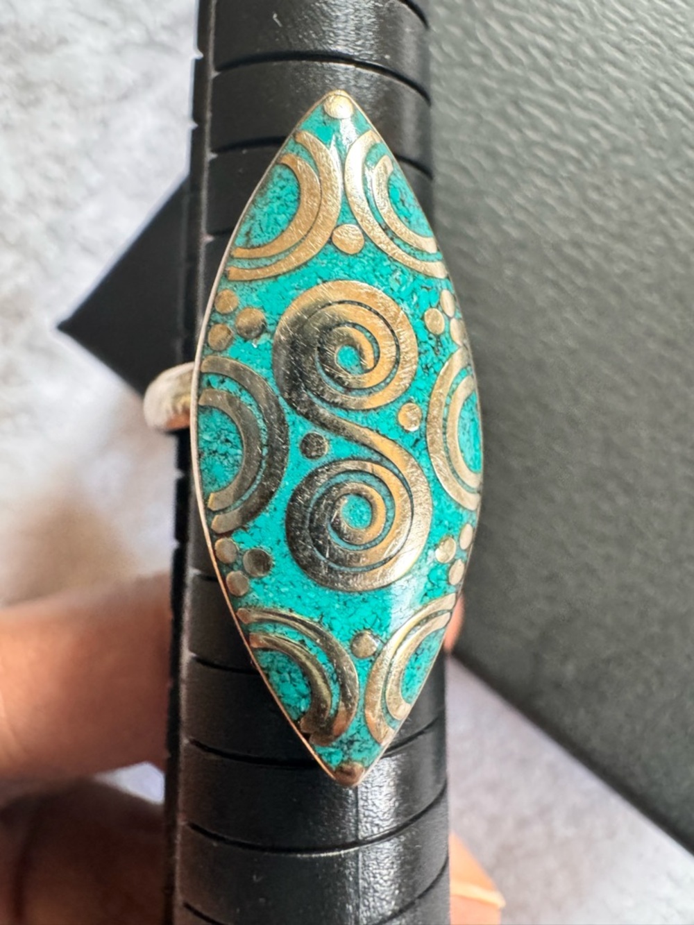 Turquoise and silver Marquise Statement Ring - Women Jewelry